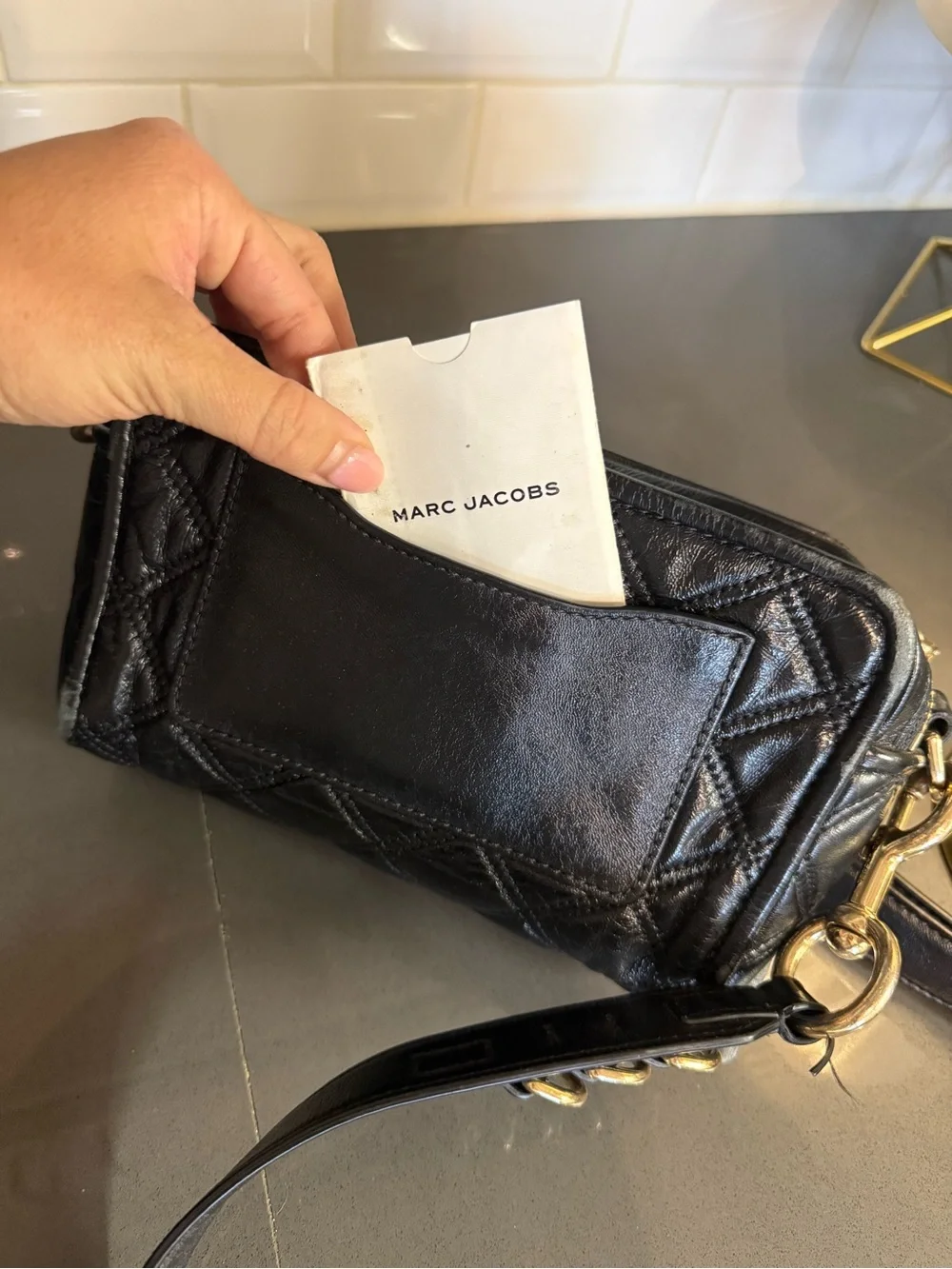 Marc Jacobs Black Quilted Snapshot Crossbody with Gold Hardware - Picture 5 of 11